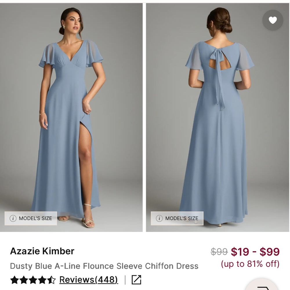 Azazie Maxi Dress in Dusty Blue Chiffon